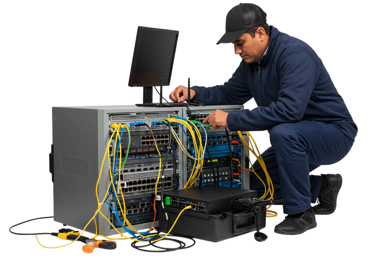 Técnico trabajando en un servidor